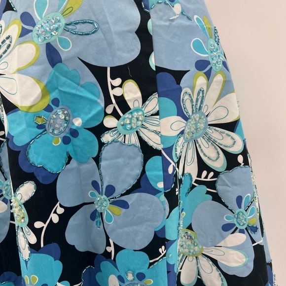 Citrine Blue and Black Midi A-Line Skirt - Size 2 - Picture 4 of 11